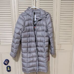 TnA Little Puff Long Jacket In Steel Gray